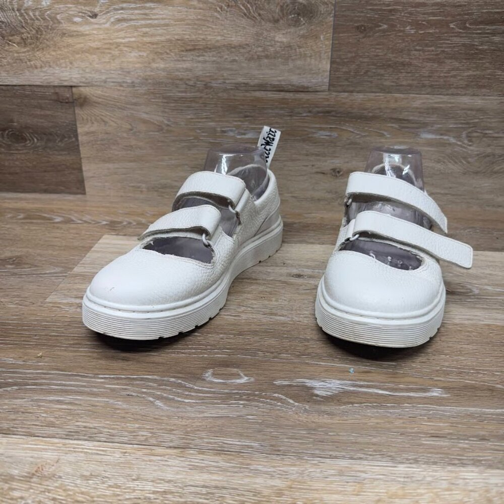 Dr. Martens Mae White Leather Double Strap Mary Jane Shoes Women's Size 8